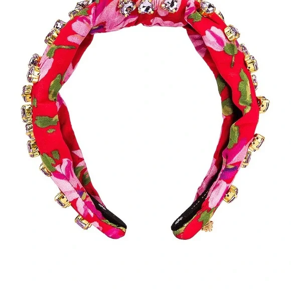 Lele Sadoughi & Love Shack FancyEmbellished Floral Padded Headband in Red & Pink The LoveShackFancy x Lele Sadoughi Collab Just Gave This  main image 3
